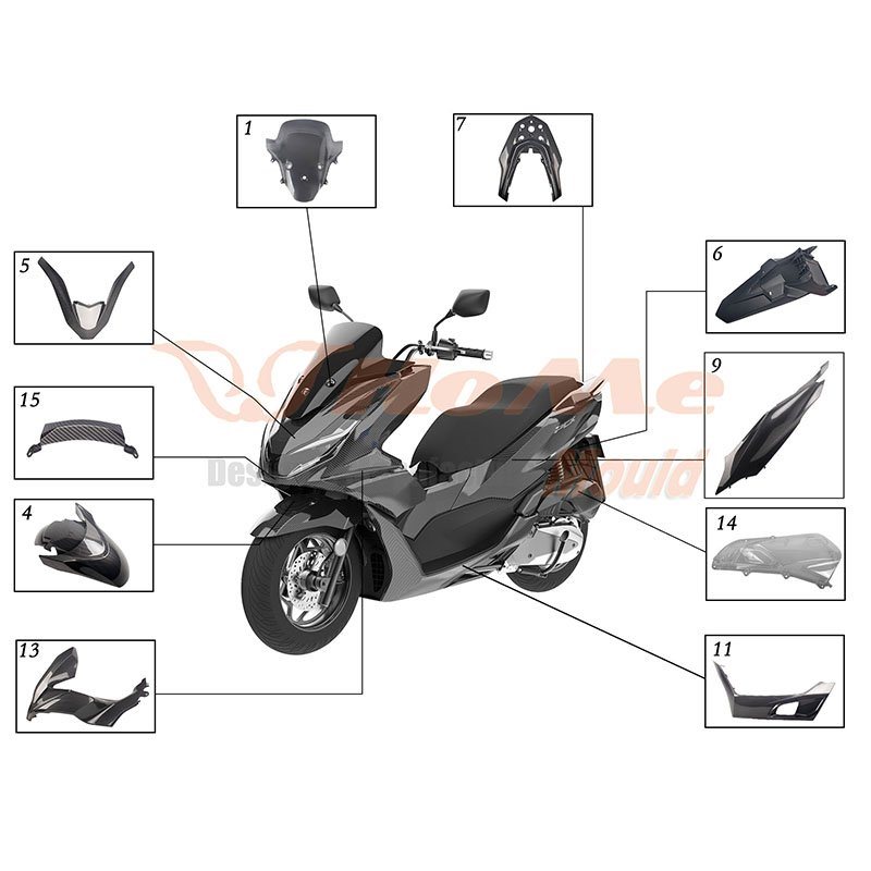 Vstřikovací forma na díly pro motocykly